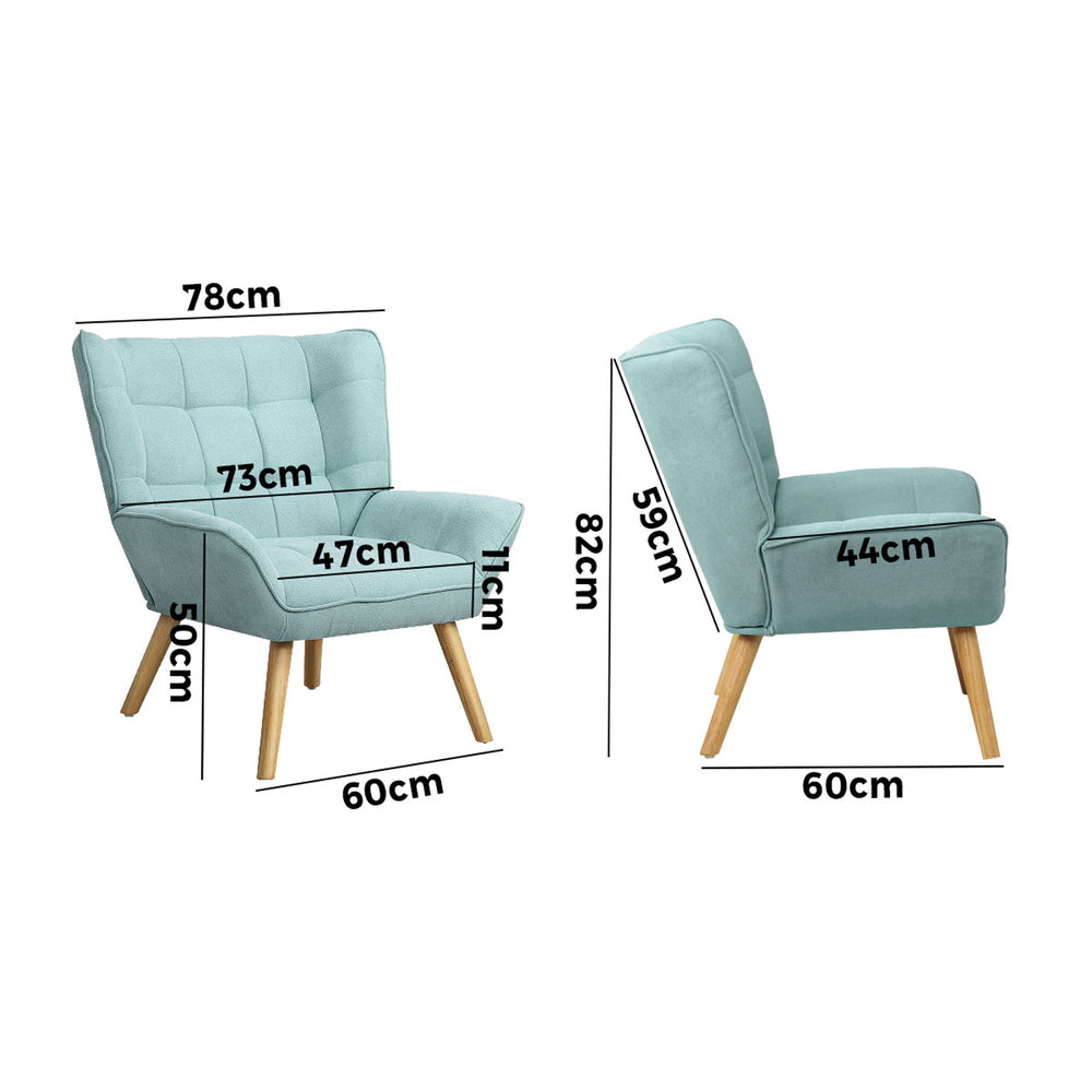 Armchair Accent Chairs Sofa Lounge Fabric Upholstered Tub Chair Blue