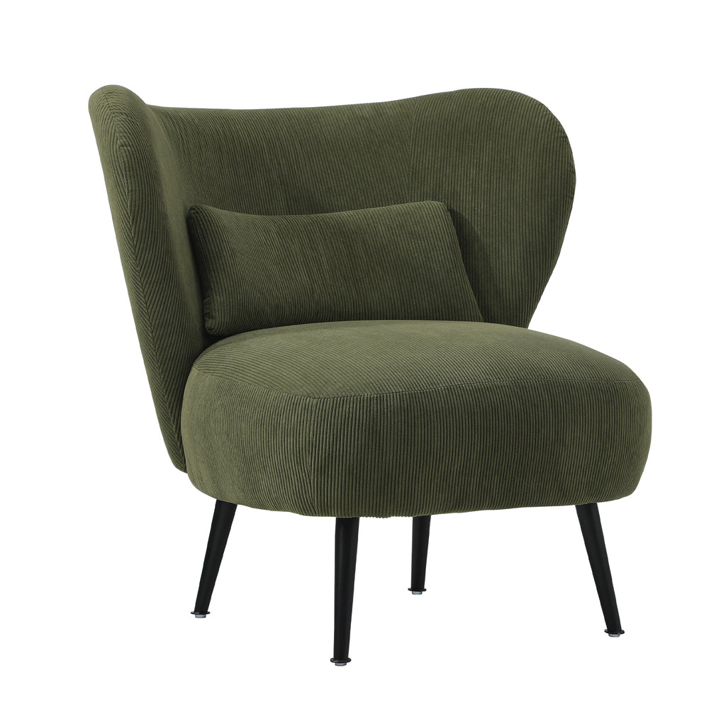 3x Armchair with Lumbar Pillow Wingback Velvet Green