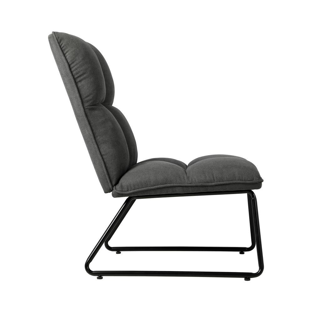 Armchair Lounge Chair Accent Chairs Linen Fabric Upholstered Dark Grey