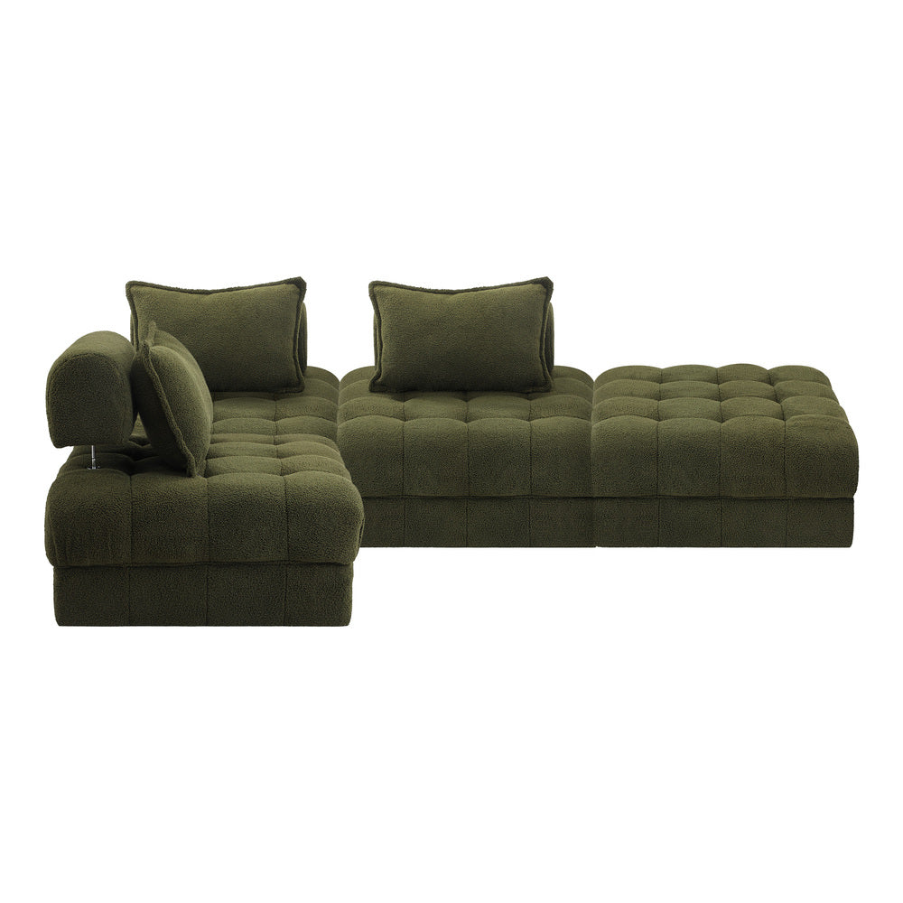2/3/4/5/6 Seater Boucle Modular Sofa & Ottoman Set Green