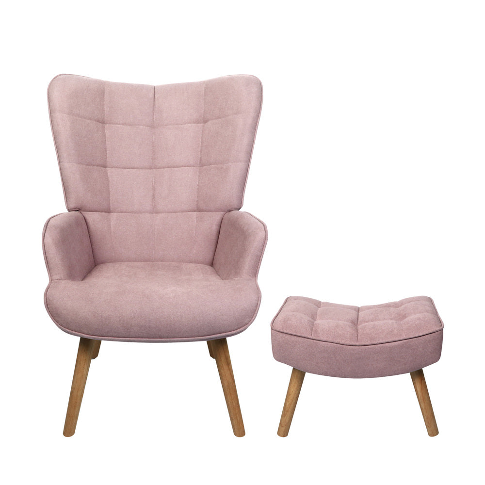 Armchair Lounge Chair Ottoman Accent Armchairs Fabric Sofa Chairs Pink