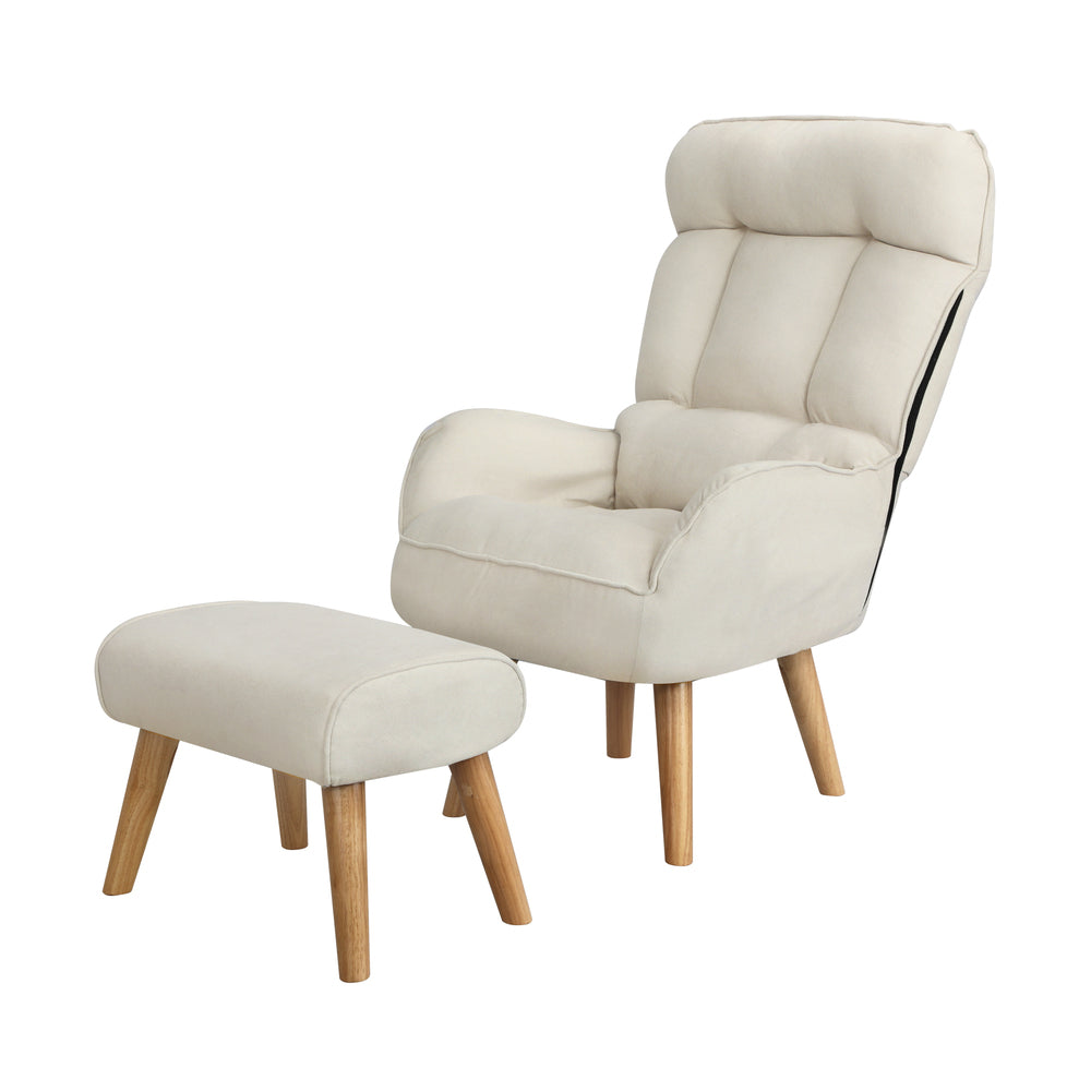 Armchair wit Stool, Home Lounge with 360 Swivel Seat and 145 Recline Beige