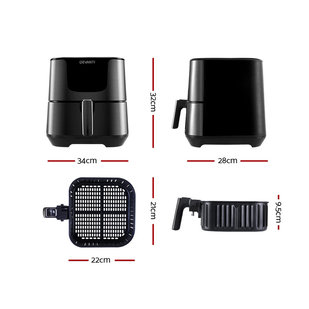 Air Fryer 7L Lcd Fryers Black