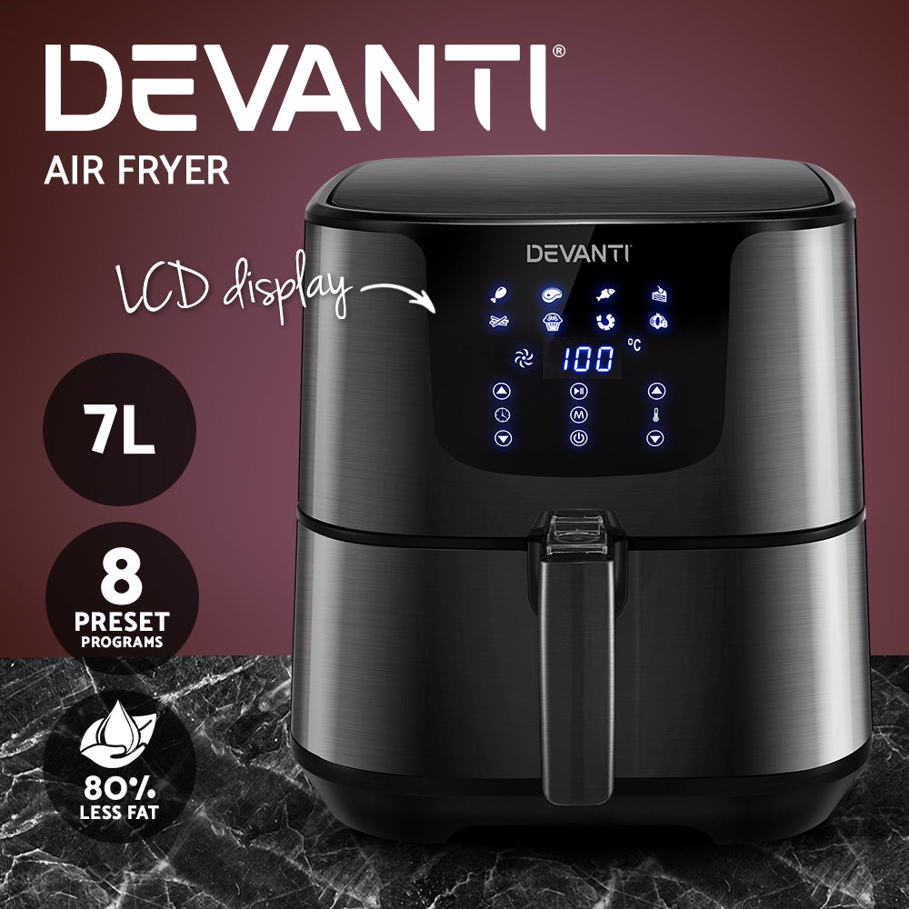 Air Fryer 7L Lcd Fryers Black