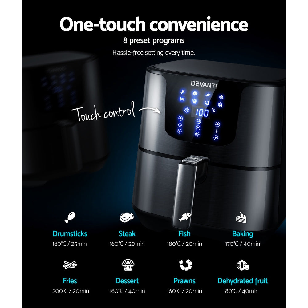 Air Fryer 7L Lcd Fryers Black