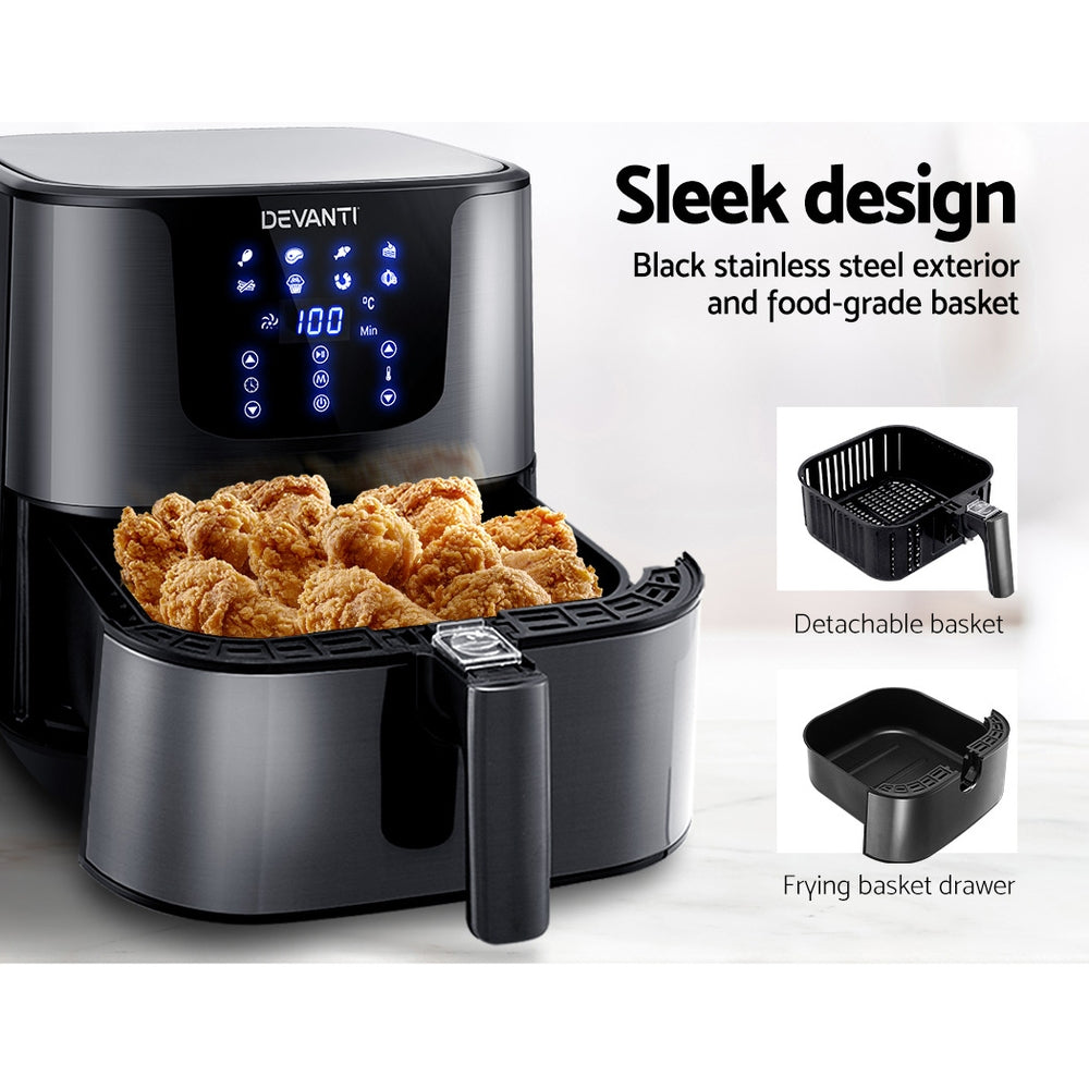 Air Fryer 7L Lcd Fryers Black