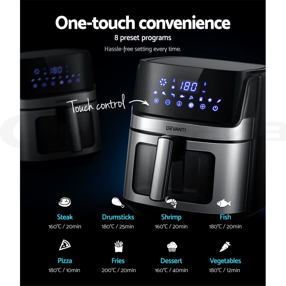 Air Fryer 6.5L Lcd Fryers Clear Window