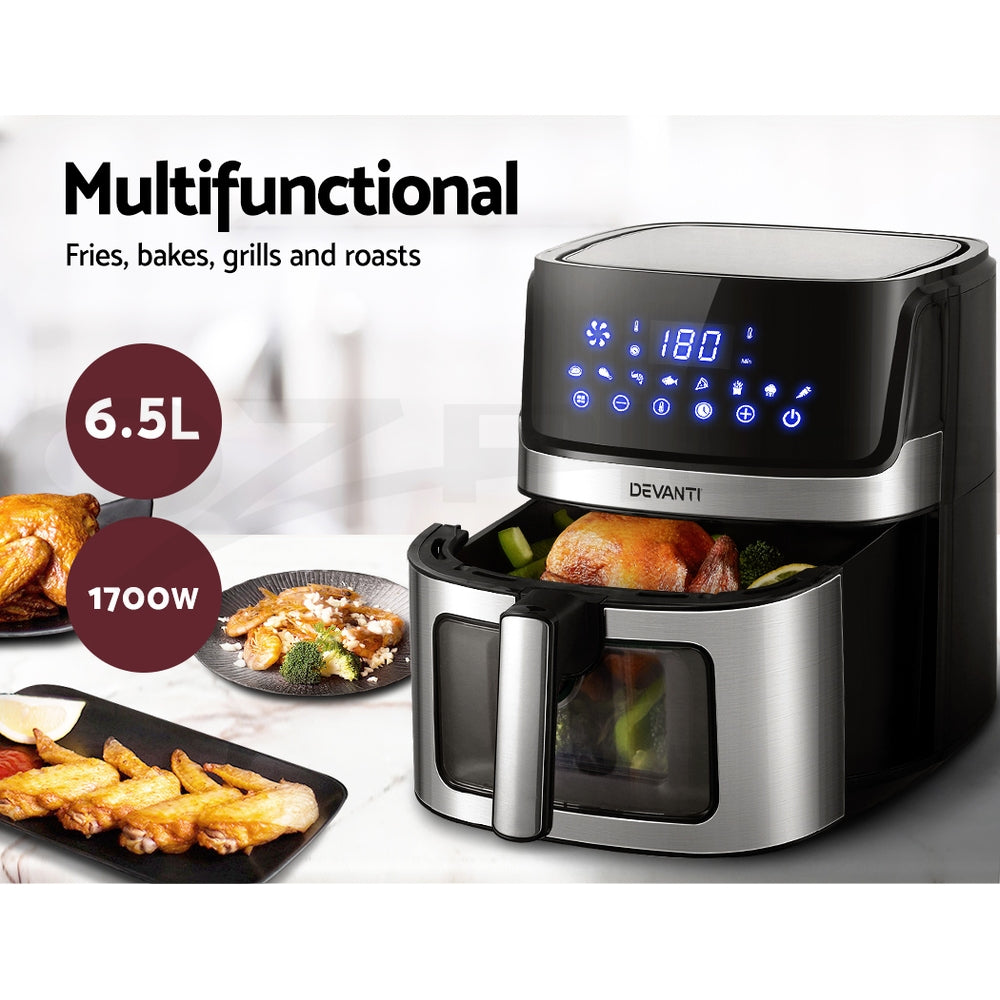 Air Fryer 6.5L Lcd Fryers Clear Window