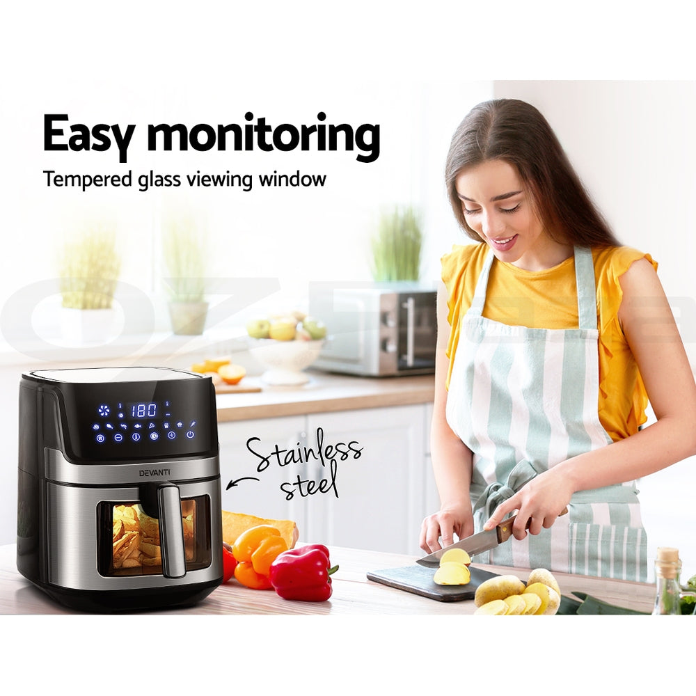 Air Fryer 6.5L Lcd Fryers Clear Window
