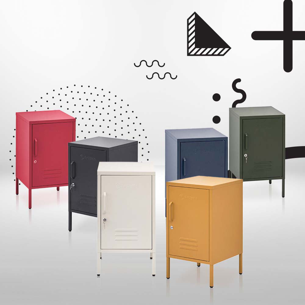 Bedside Table Metal Cabinet - Black/Green
