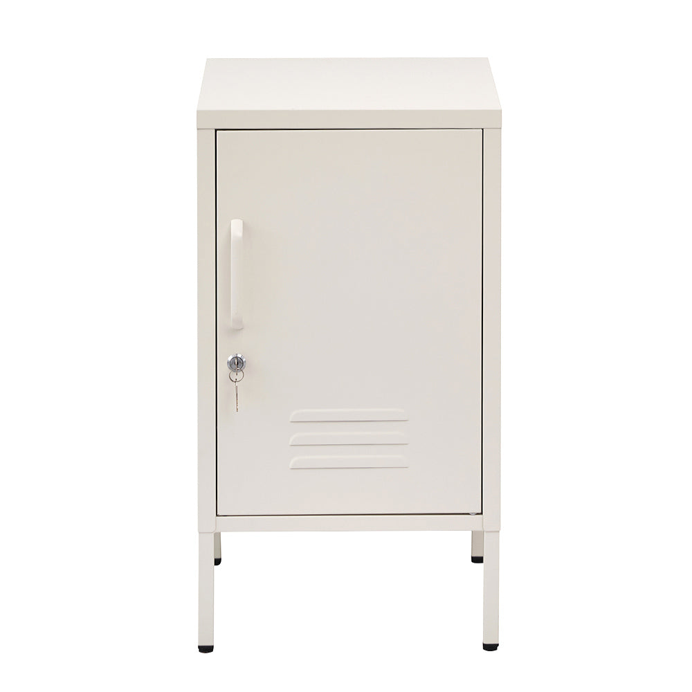 Sleek White Metal Bedside Table