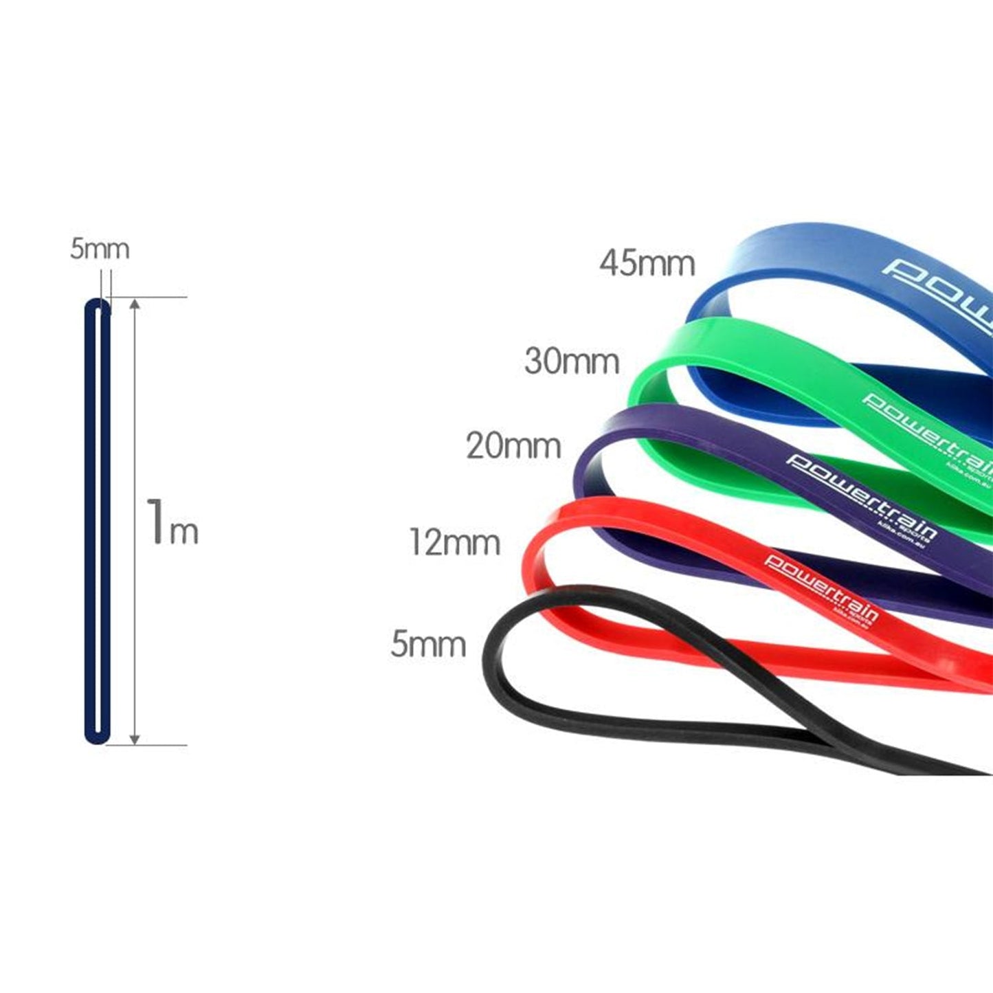 5x Powertrain Home Workout Resistance Bands Gym Exercise