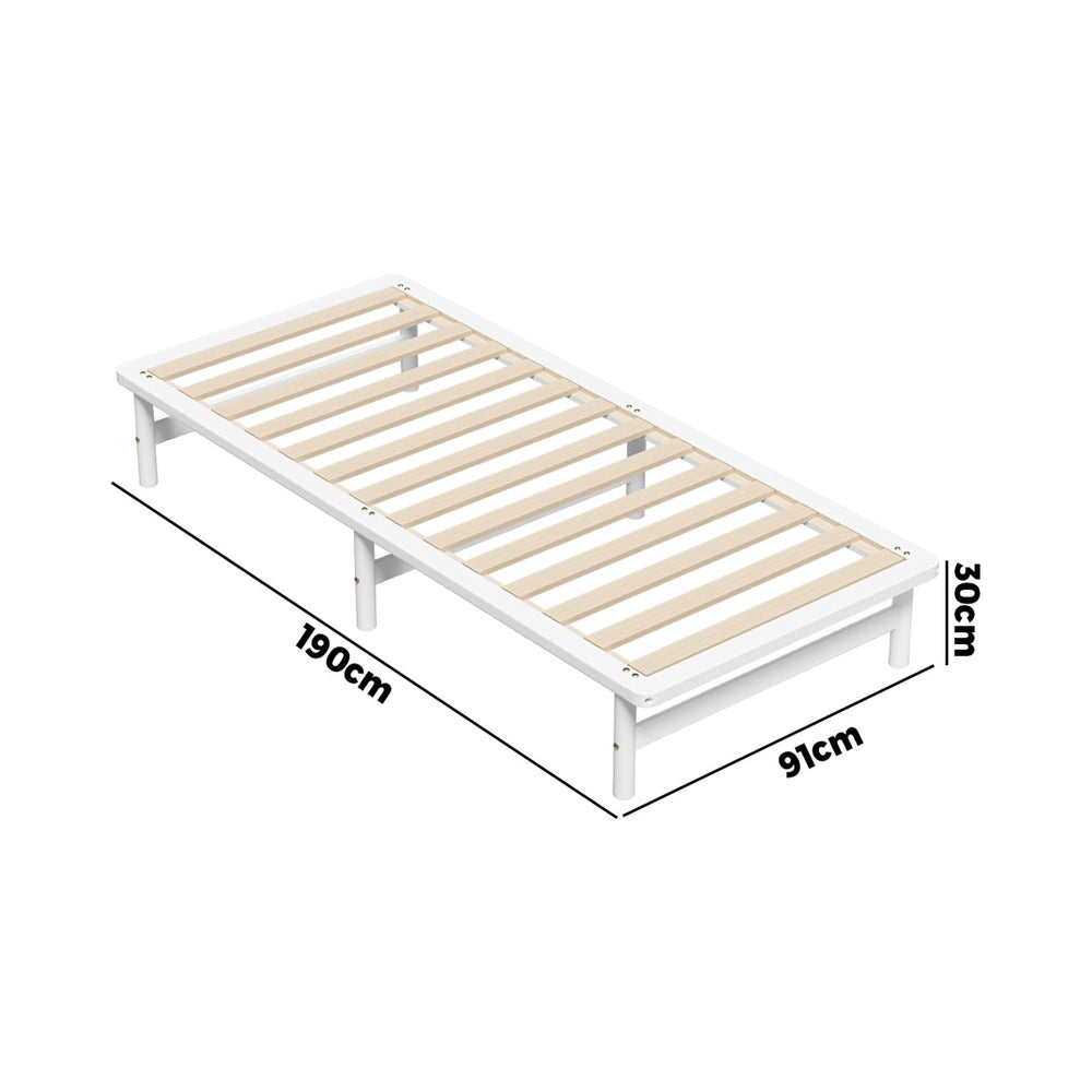 Double/King Single/Queen Wooden Bed Frame Solid Pine Timber White