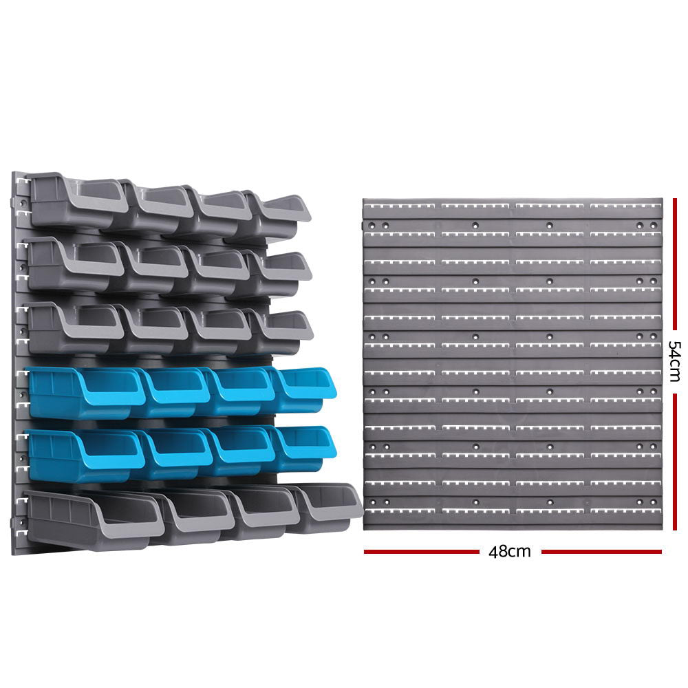 44 Storage Bin Rack Wall Mounted Peg Board