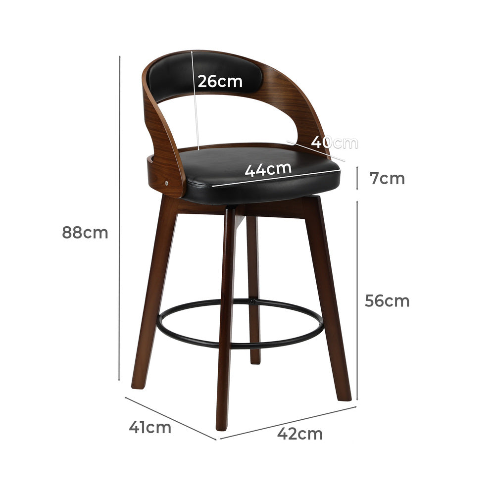 4x Bar Stools Swivel PU Leather Black