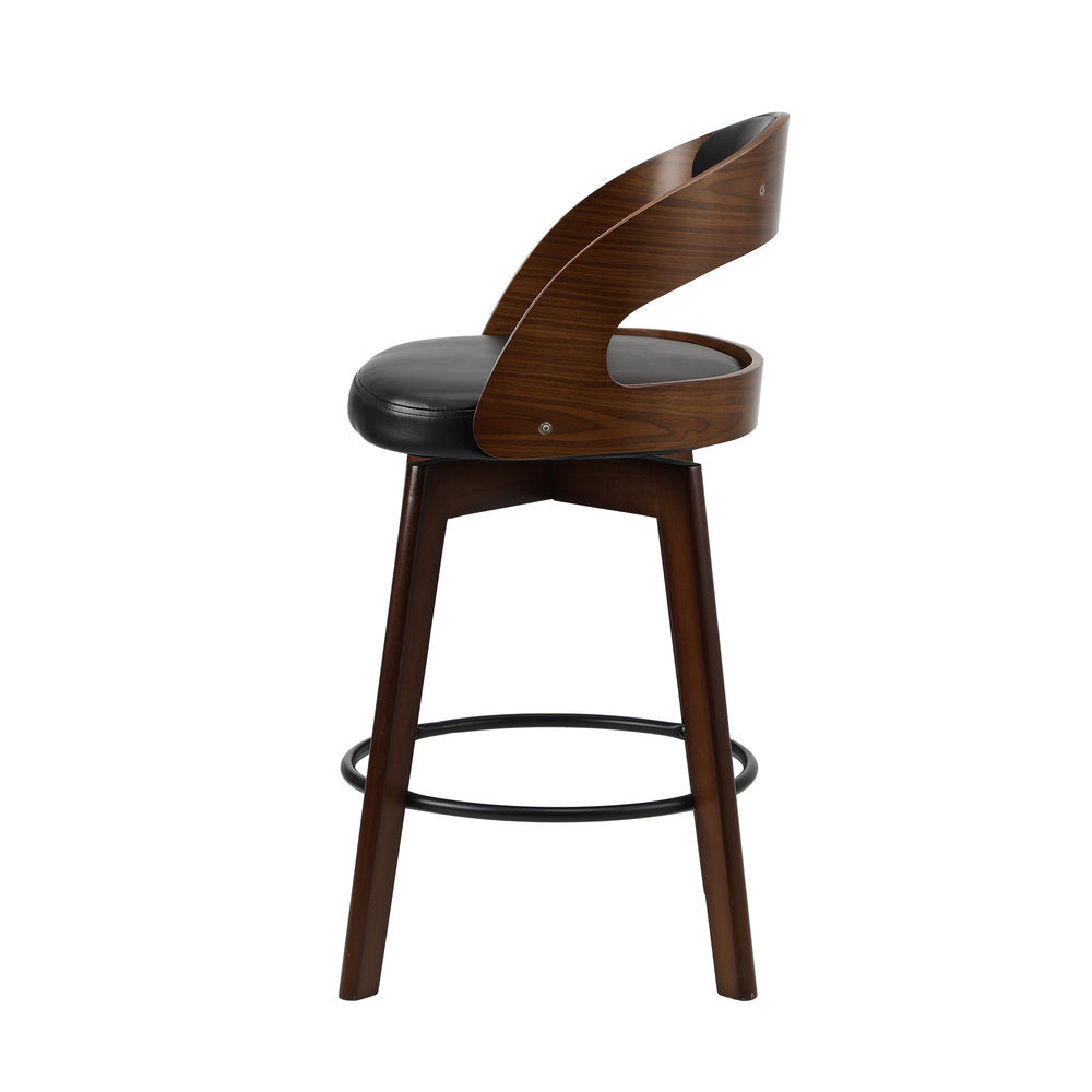 4x Bar Stools Swivel PU Leather Black
