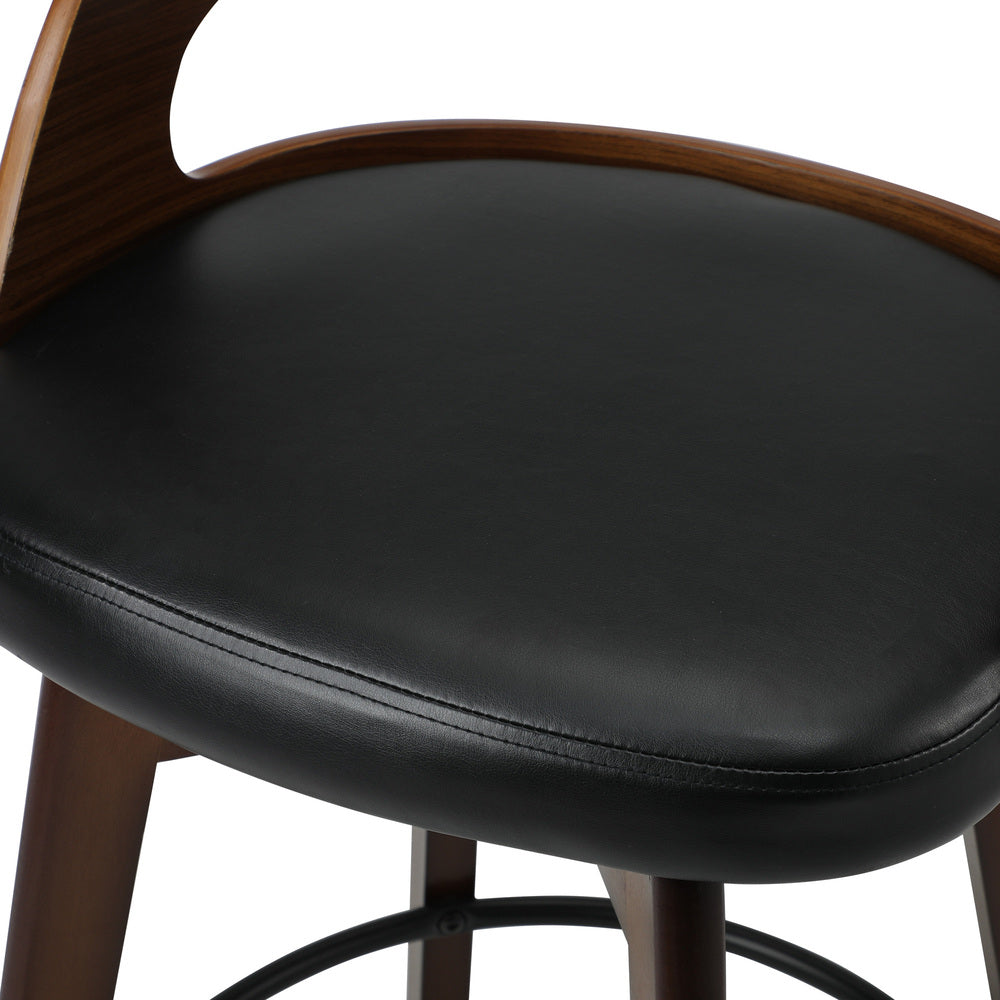 2x Bar Stools Swivel PU Leather Black