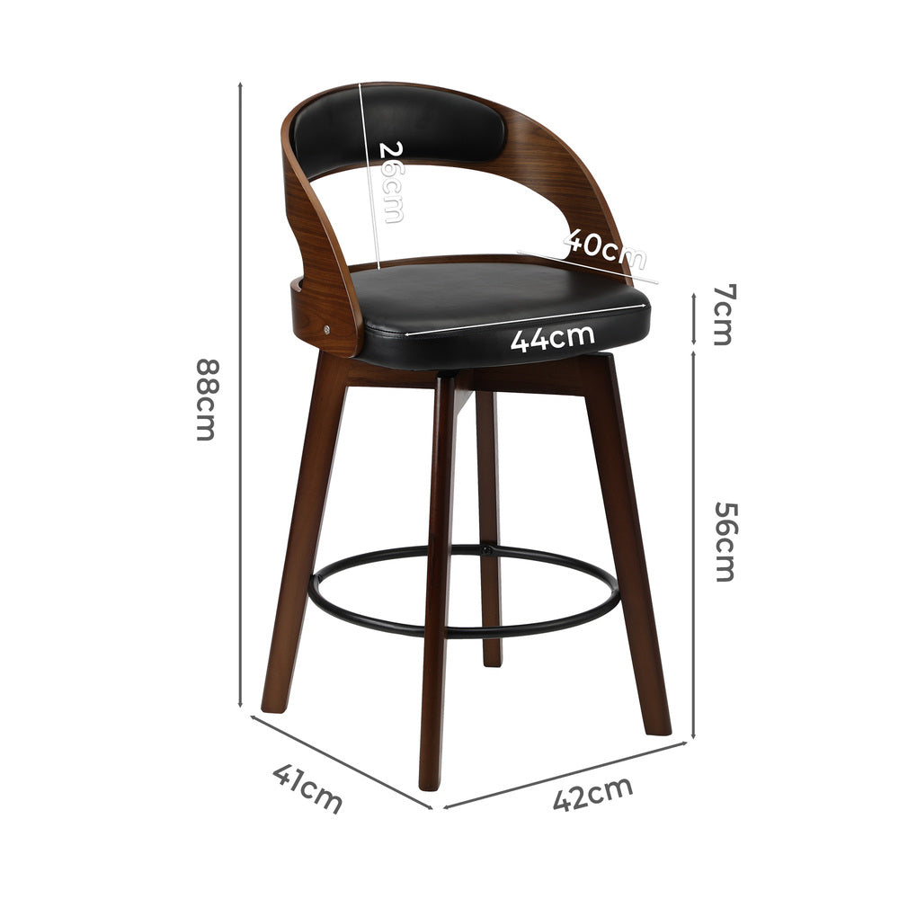 4x Bar Stools Swivel PU Leather Black