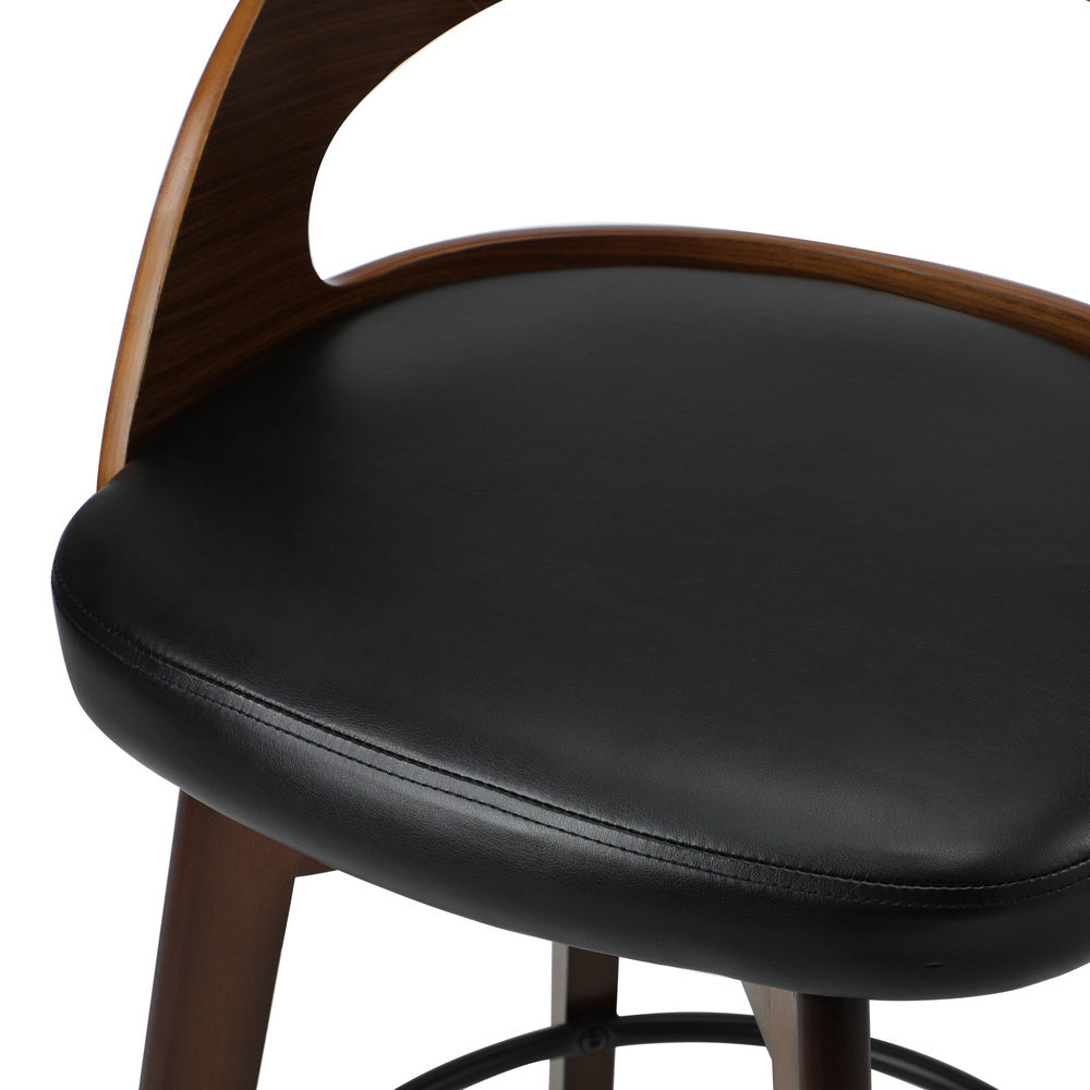 4x Bar Stools Swivel PU Leather Black