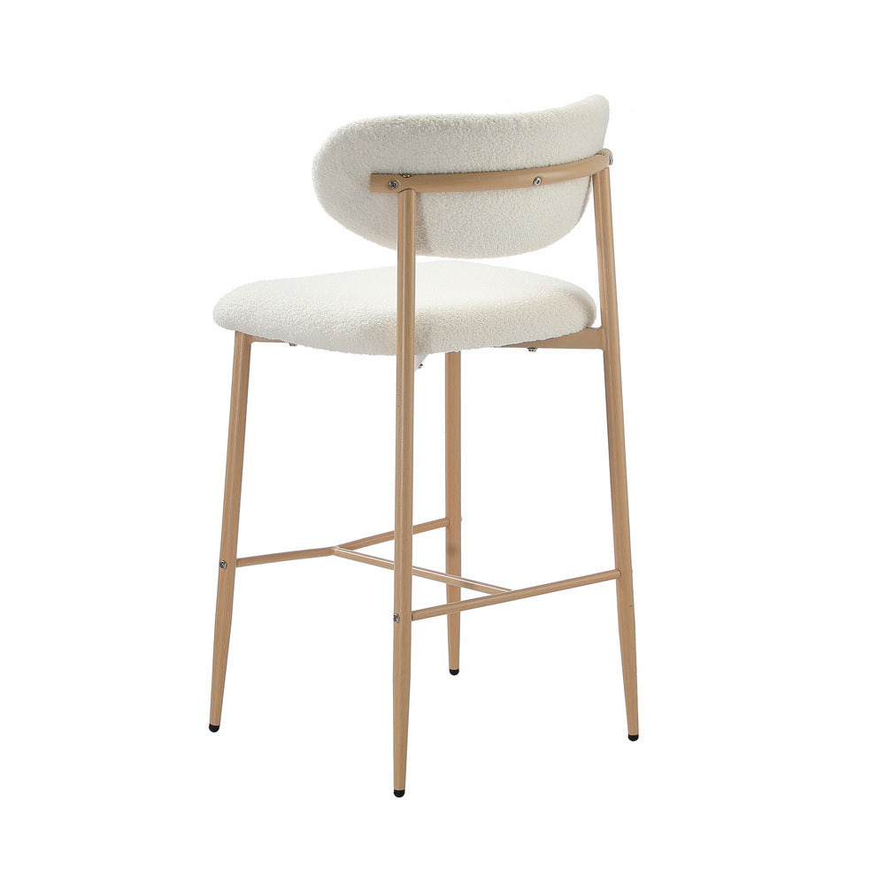 2x/4x Bar Stools Boucle Fabric Black/Natural and White