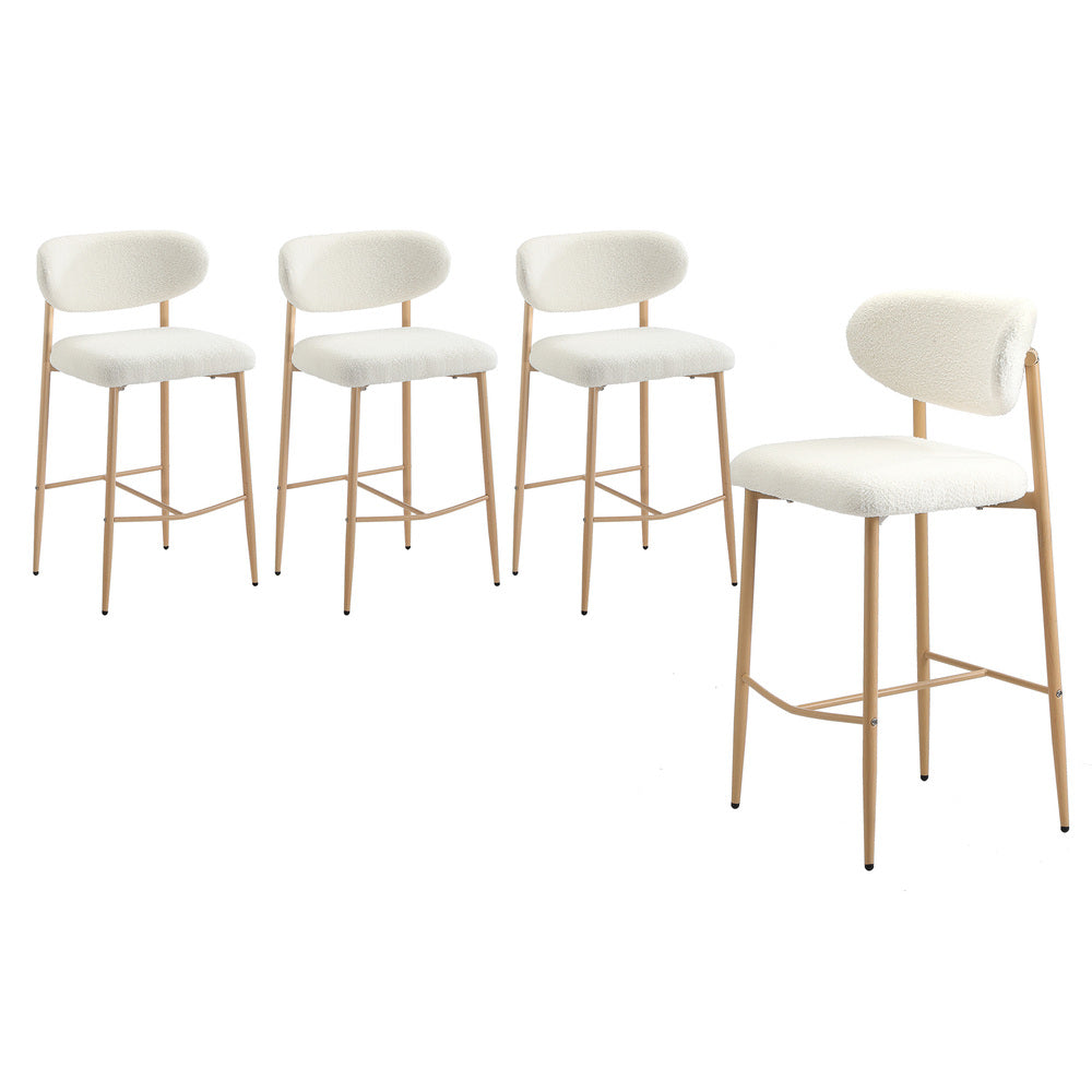 2x/4x Bar Stools Boucle Fabric Black/Natural and White