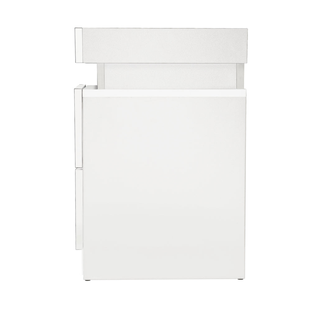 Bedside Tables Set of 2 LED White/Black