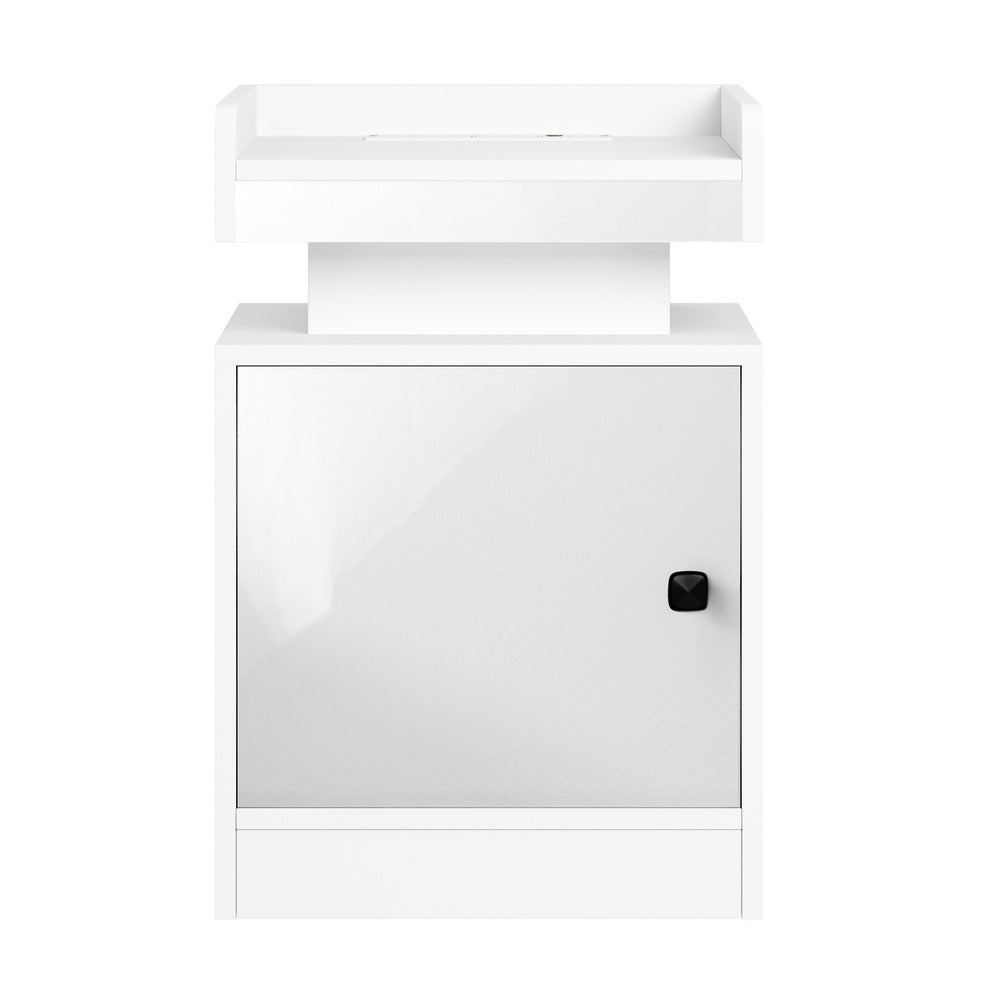 2x LED Bedside Table USB Charging Station White
