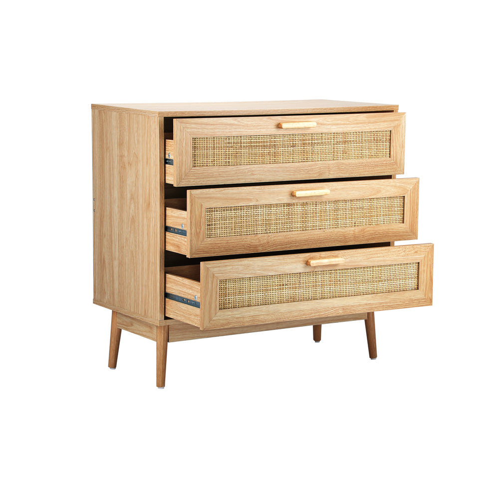 3 Chest of Drawers Tallboy Cabinet Clothes Storage Rattan Furniture