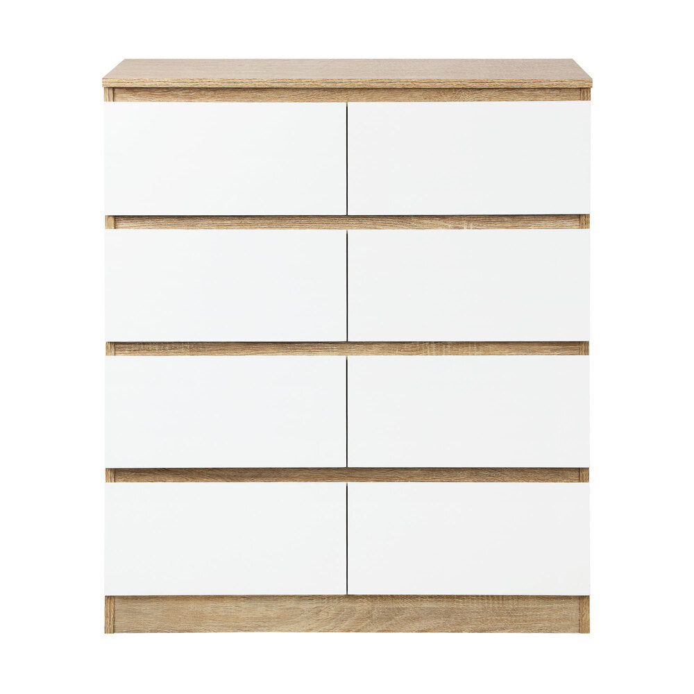 Versatile and Chic: White Wooden Dresser Table with Spacious Drawers