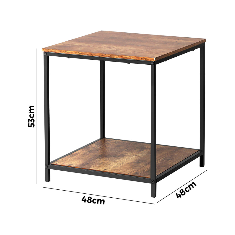 Side End Table Coffee Table Bedside Shelf 2-Tier Industrial Furniture