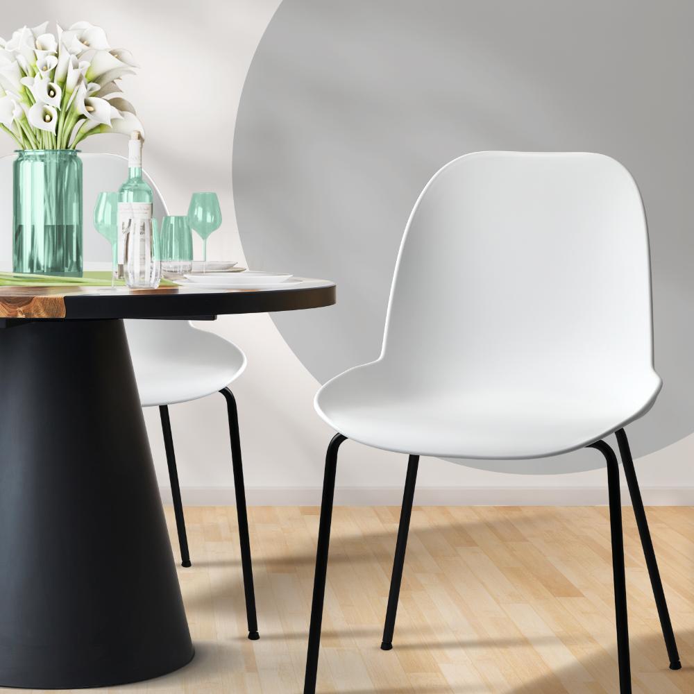 Dining Chairs Kitchen Chair Exclusive Lounge Room Metal Plastic Whitex2