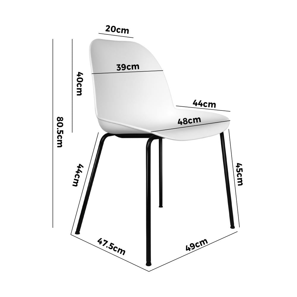 Dining Chairs Kitchen Chair Exclusive Lounge Room Metal Plastic Whitex2