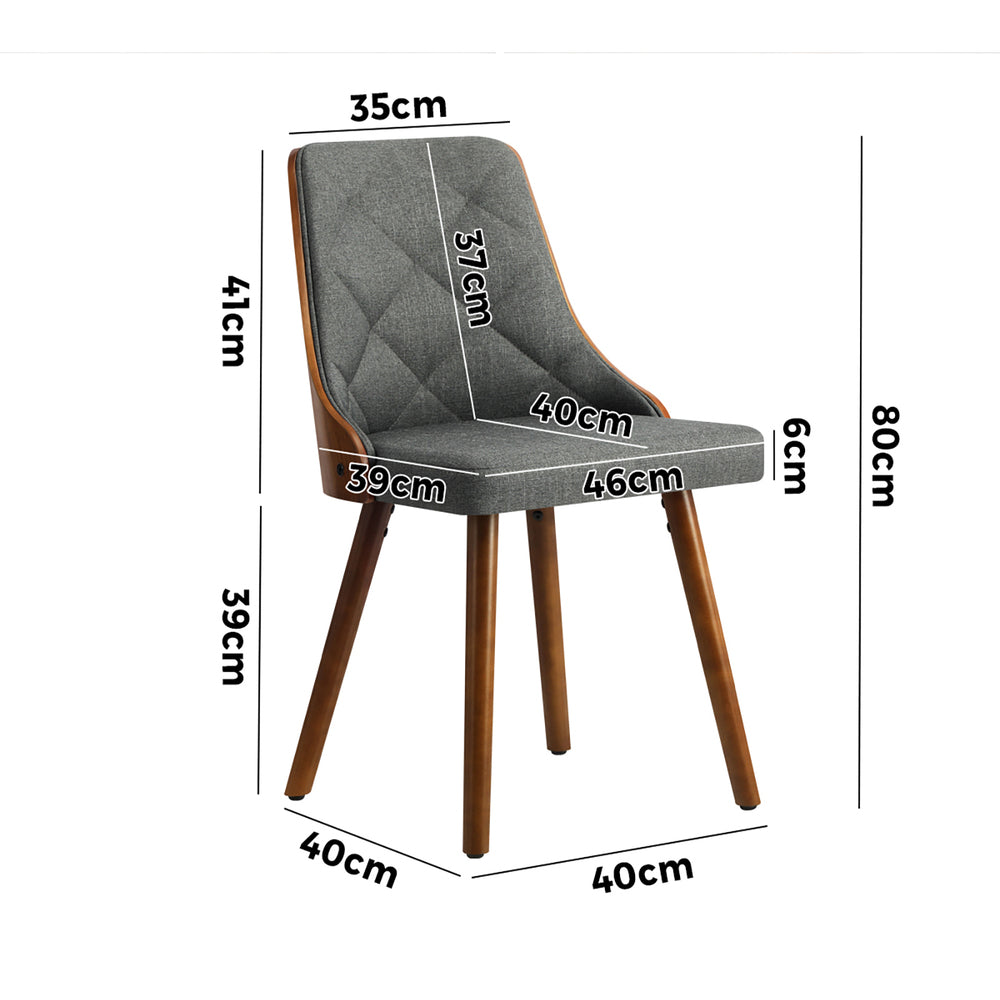 Dining Chairs Wooden Chair Kitchen Cafe Faux Linen fabric Padded Seatx2