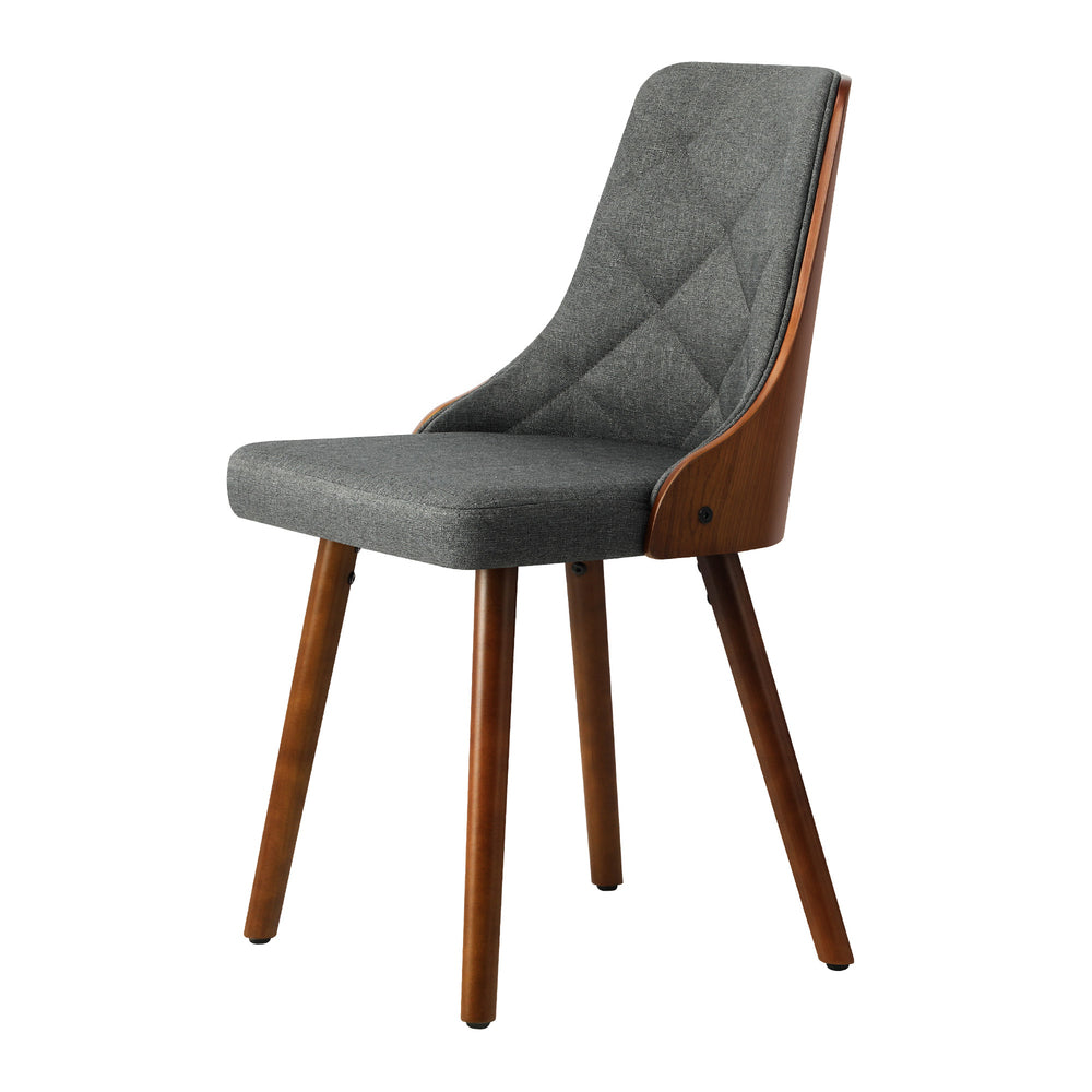 Dining Chairs Wooden Chair Kitchen Cafe Faux Linen fabric Padded Seatx2