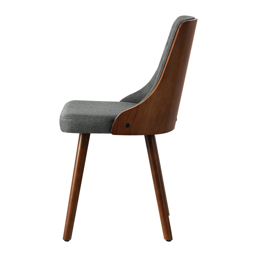 Dining Chairs Wooden Chair Kitchen Cafe Faux Linen fabric Padded Seatx2