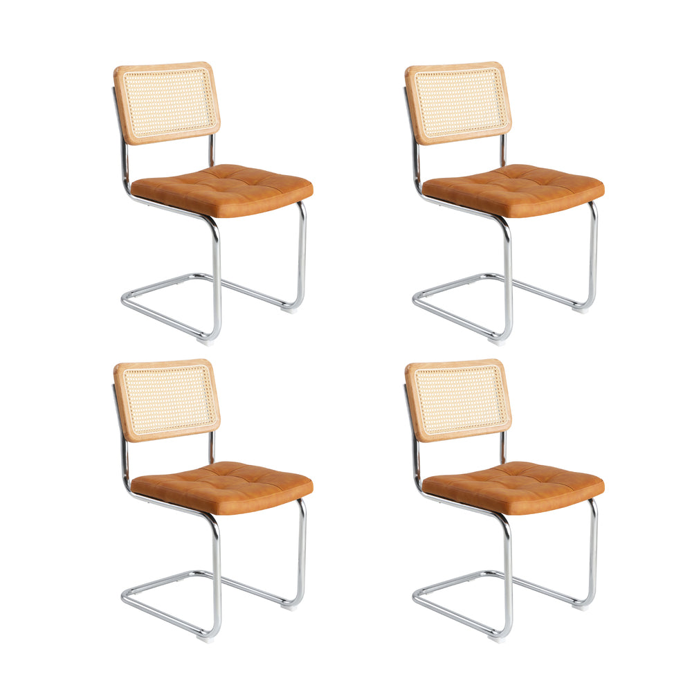 90cm Round Dining Table with 4PCS Chairs PU Leather Brown