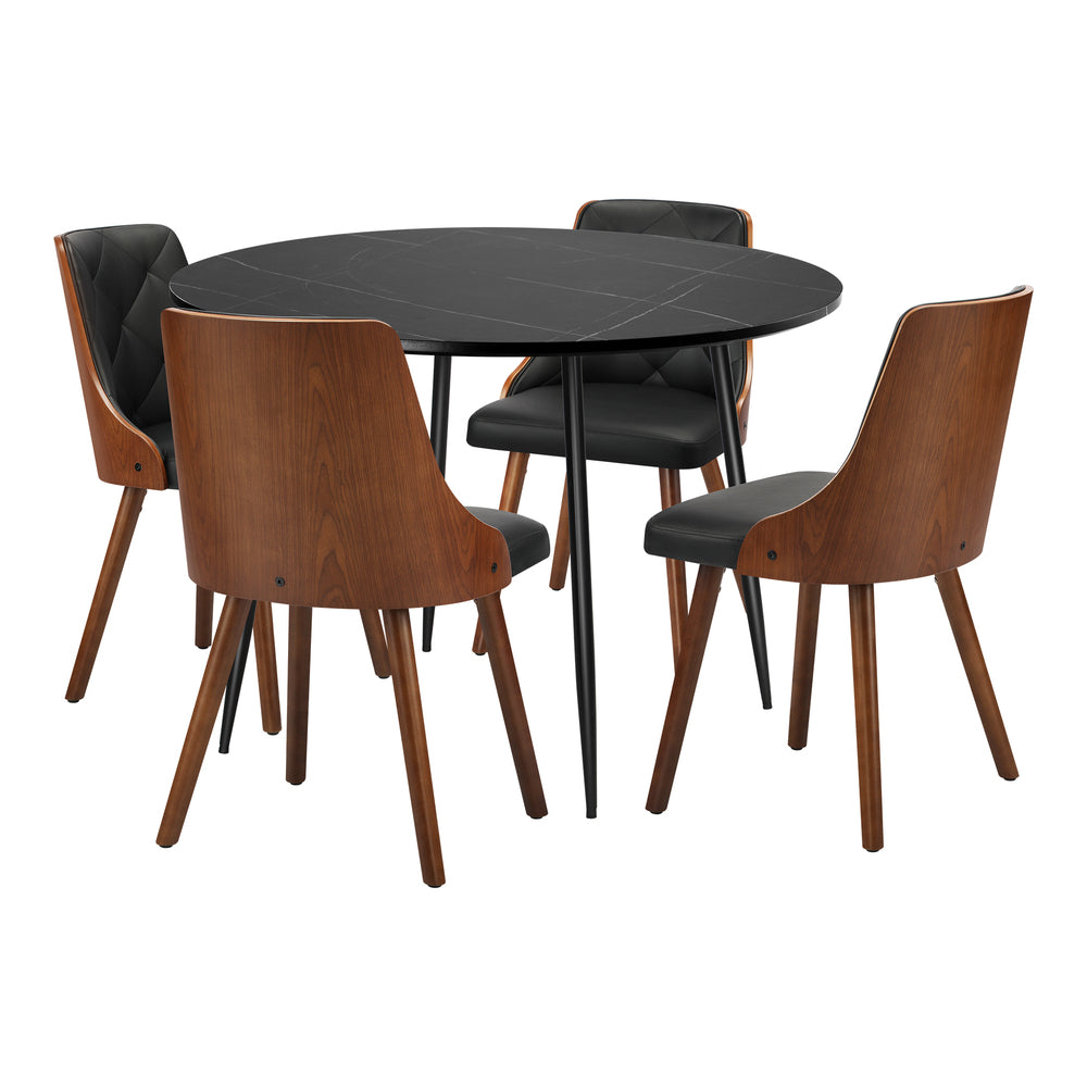 110cm Round Dining Table with 4PCS Chairs Linen Grey