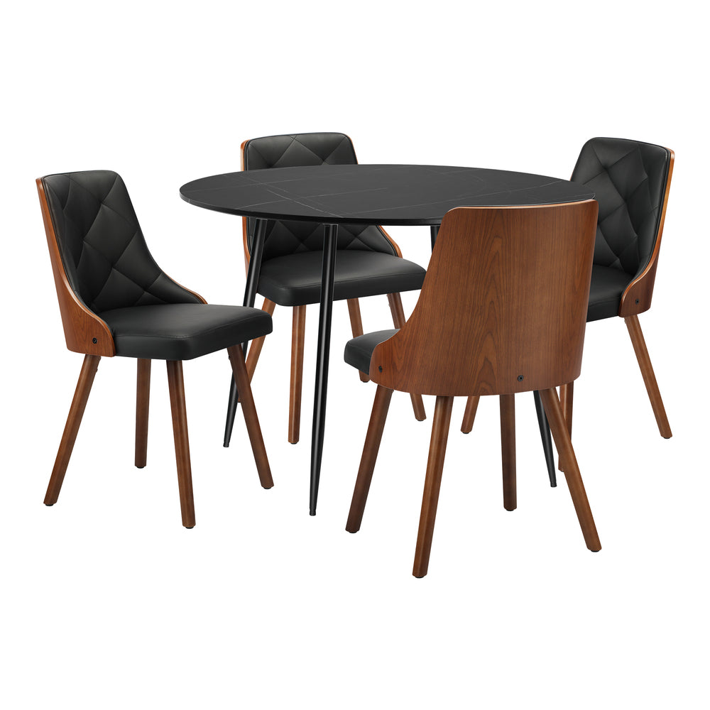 110cm Round Dining Table with 4PCS Chairs Linen Grey