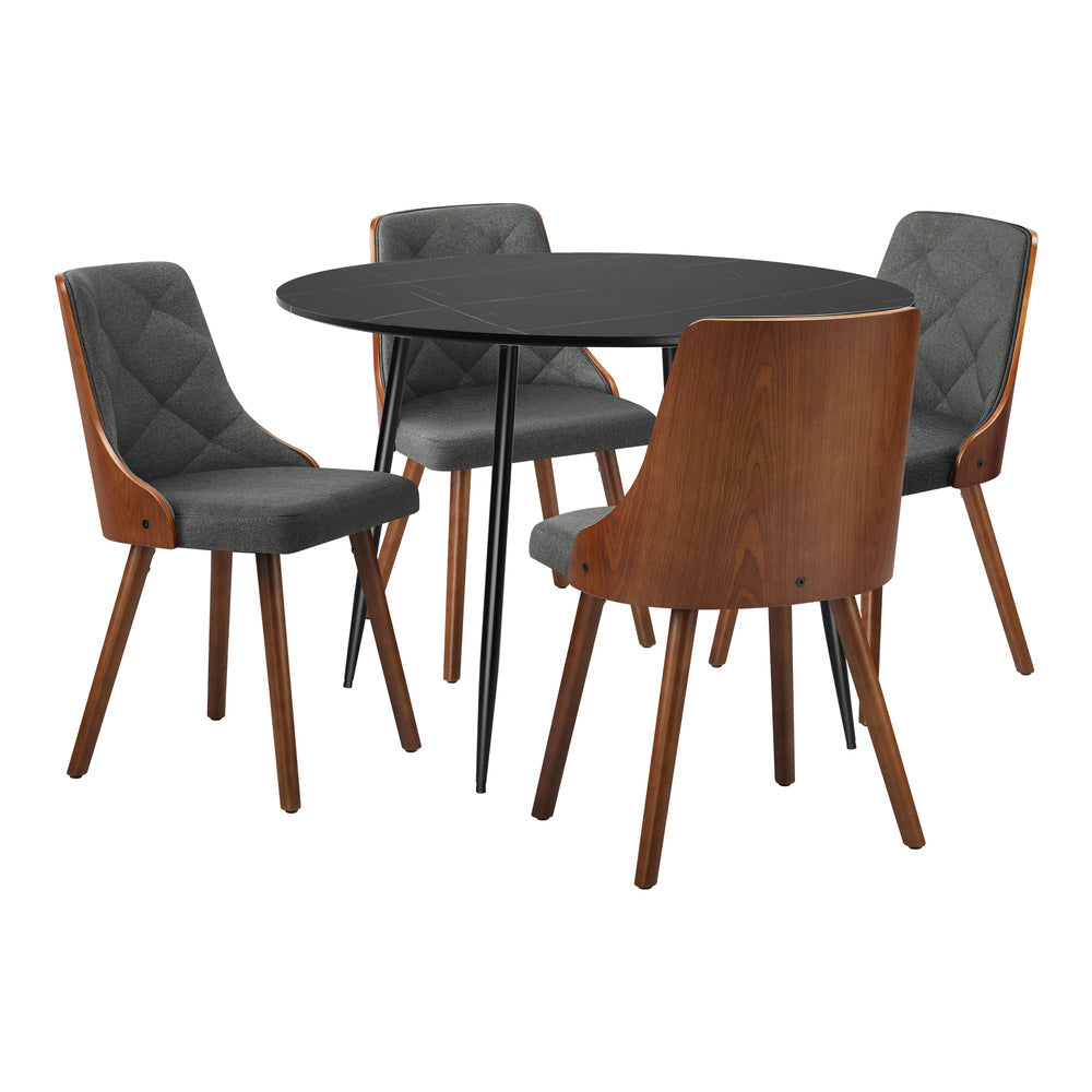 110cm Round Dining Table with 4PCS Chairs Linen Grey