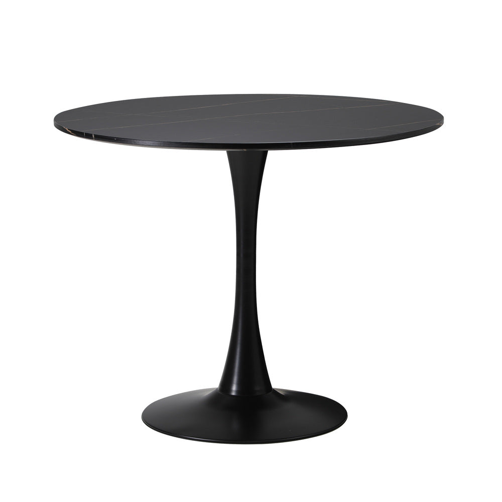 90cm Round Dining Table with 5PCS Dining Chairs Velvet White&Green