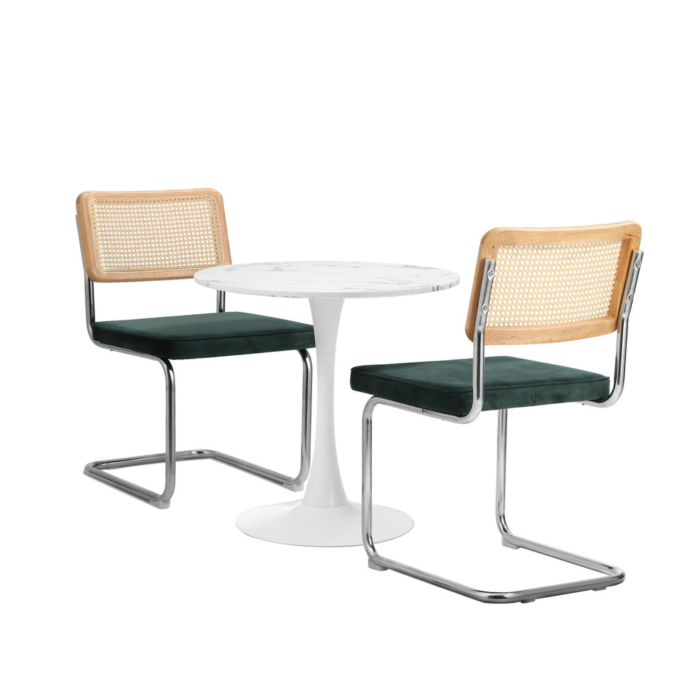 Round Dining Table with Dining Chairs PU Leather/Velvet