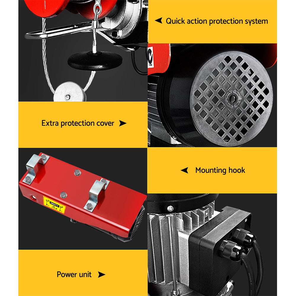 Electric Hoist Winch 125/250Kg Cable 18M Rope Tool Remote Chain Lifting