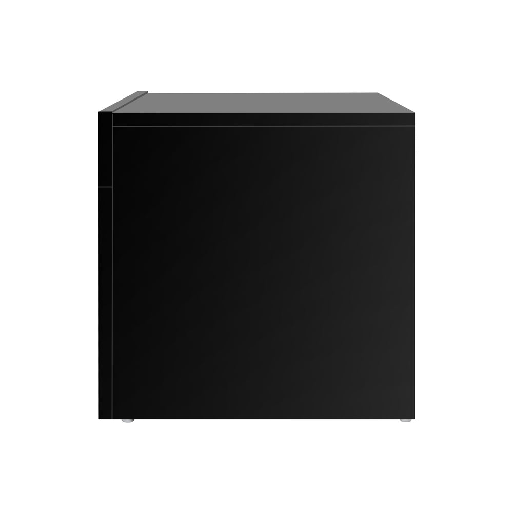 TV Cabinet Entertainment Unit Stand RGB LED Gloss Furniture 130cm Black