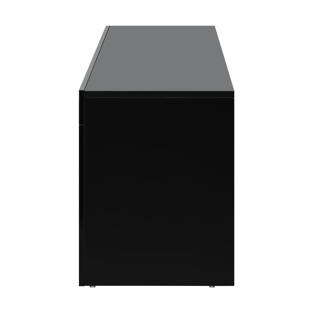 Transform Your Living Space: Modern Gloss Black Entertainment Unit with LED RGB