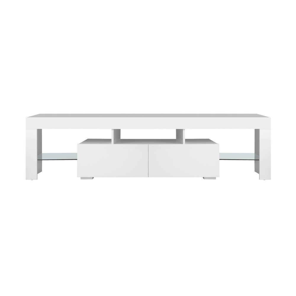TV Cabinet Entertainment Unit Stand LED RGB Gloss Furniture White 180CM