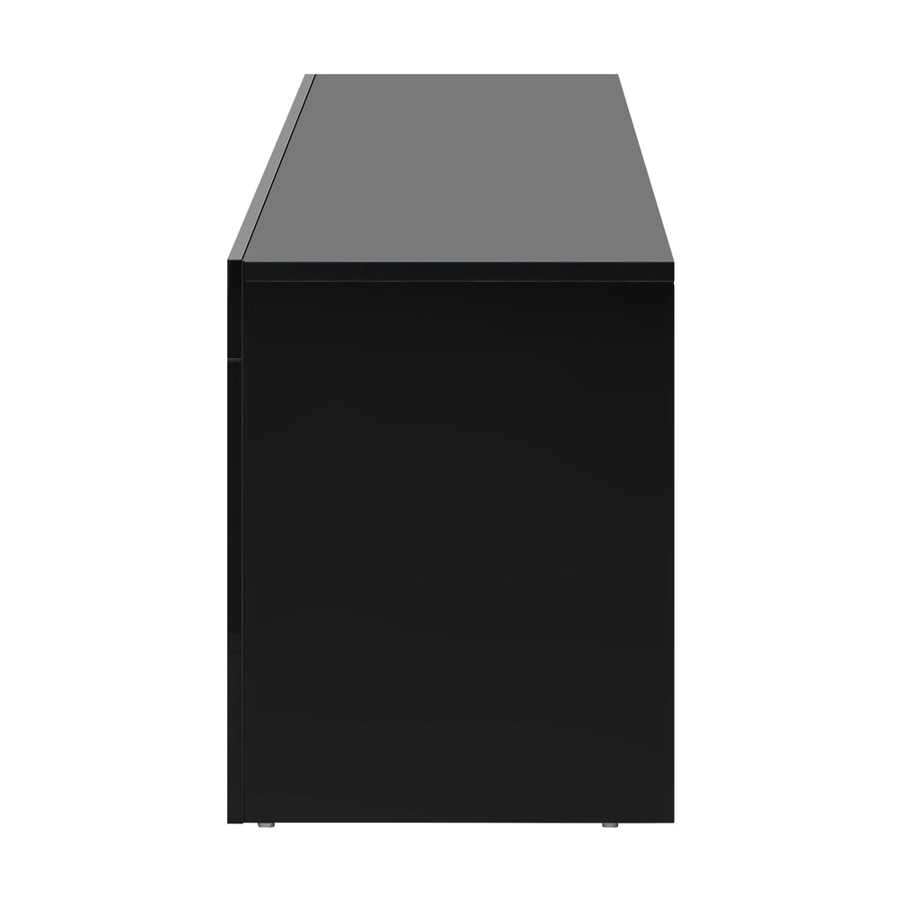 TV Cabinet Entertainment Unit Stand RGB LED Gloss Furniture Black 180CM
