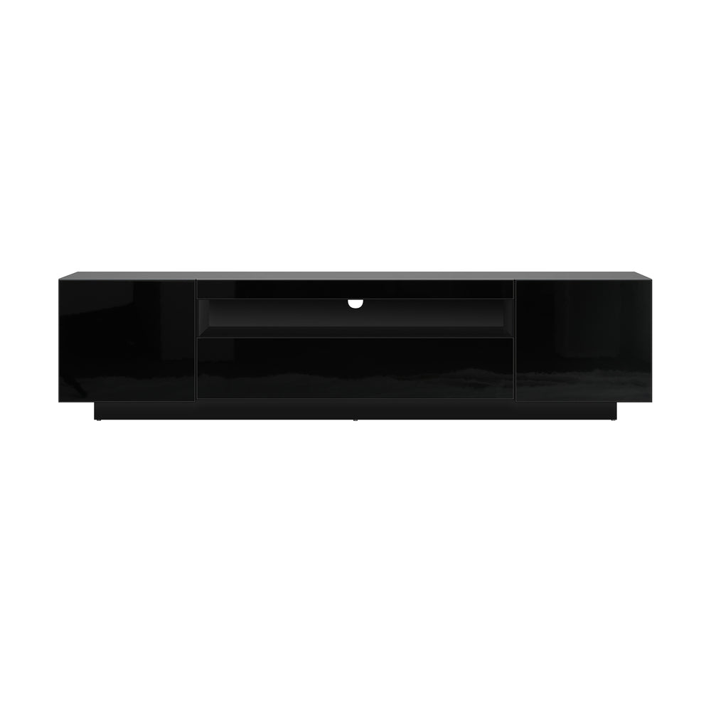 TV Cabinet Entertainment Unit Stand Gloss RGB LED Furniture Black 180CM