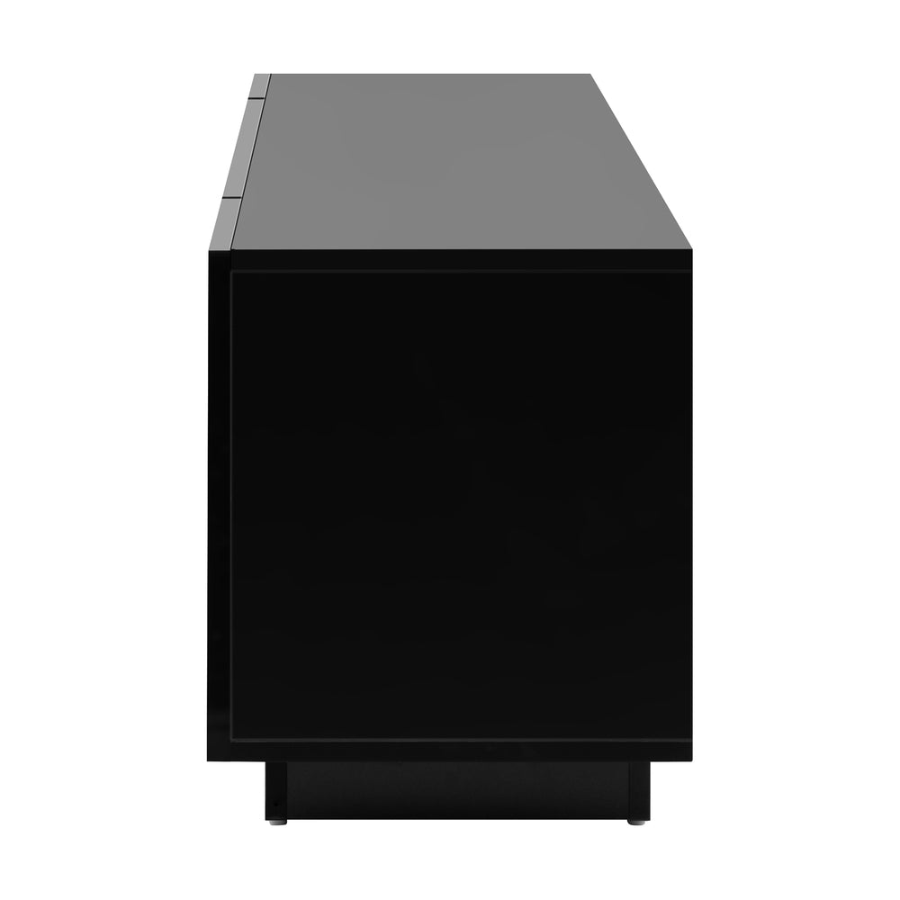 TV Cabinet Entertainment Unit Stand Gloss RGB LED Furniture Black 180CM
