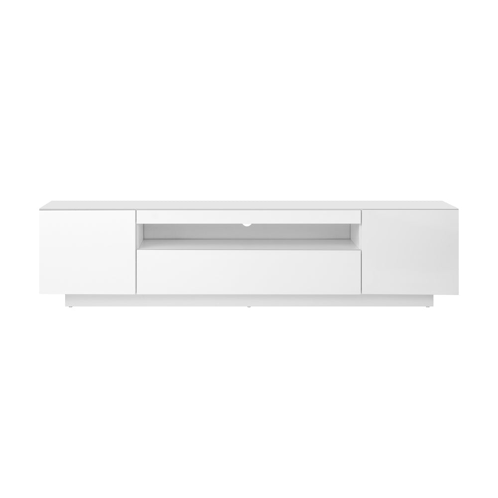 TV Cabinet Entertainment Unit Stand Gloss RGB LED Furniture White 180CM