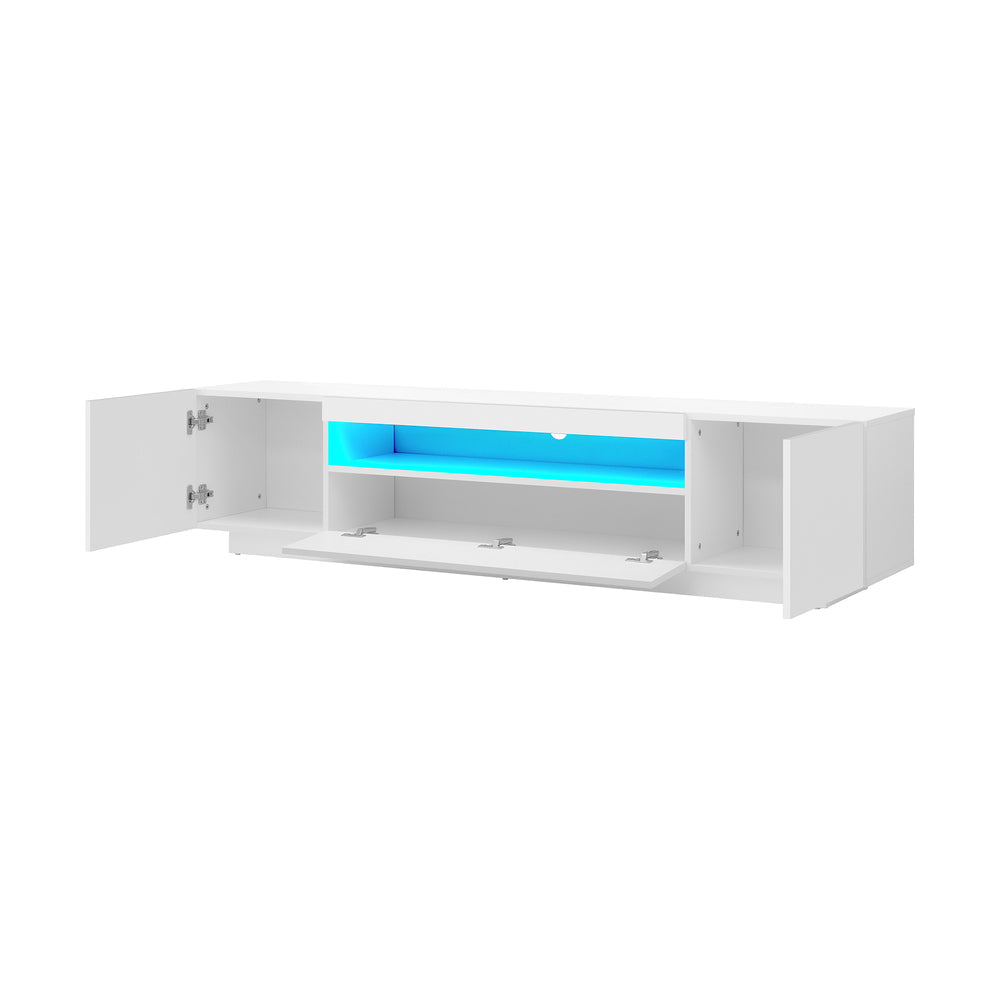 TV Cabinet Entertainment Unit Stand Gloss RGB LED Furniture White 180CM
